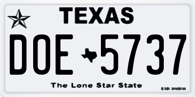 TX license plate DOE5737
