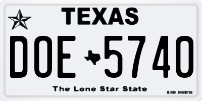 TX license plate DOE5740