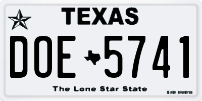 TX license plate DOE5741