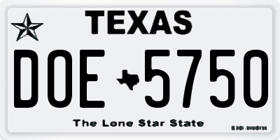 TX license plate DOE5750