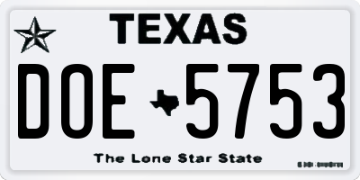 TX license plate DOE5753