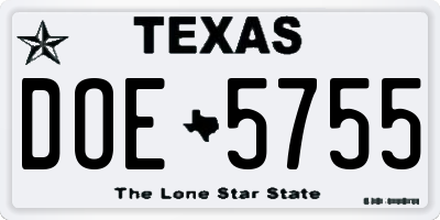 TX license plate DOE5755