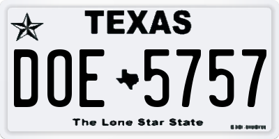 TX license plate DOE5757