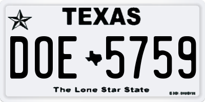 TX license plate DOE5759