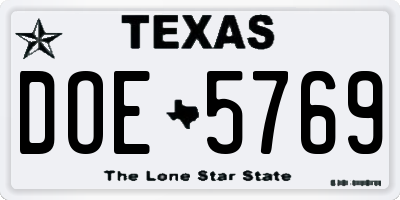 TX license plate DOE5769