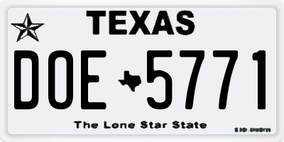 TX license plate DOE5771
