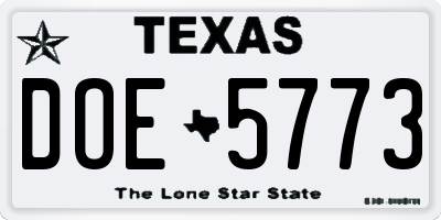 TX license plate DOE5773