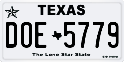 TX license plate DOE5779