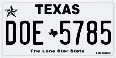 TX license plate DOE5785