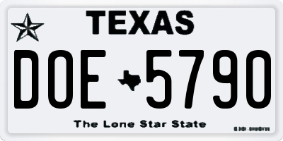 TX license plate DOE5790