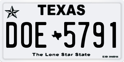 TX license plate DOE5791