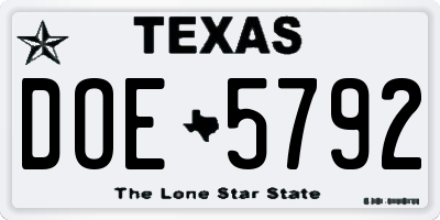 TX license plate DOE5792