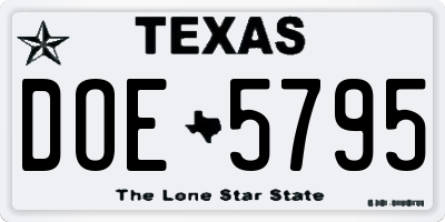 TX license plate DOE5795