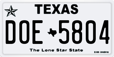 TX license plate DOE5804