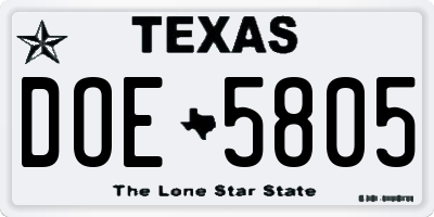 TX license plate DOE5805