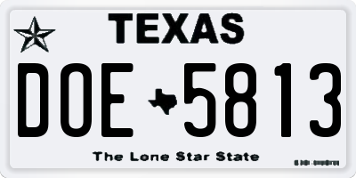 TX license plate DOE5813