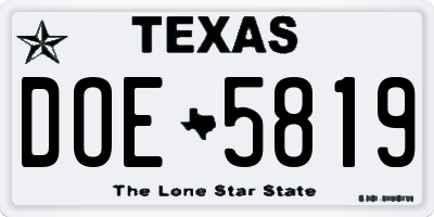 TX license plate DOE5819