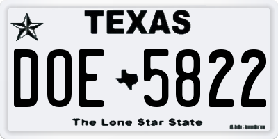 TX license plate DOE5822