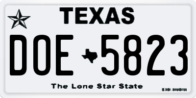 TX license plate DOE5823