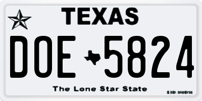 TX license plate DOE5824