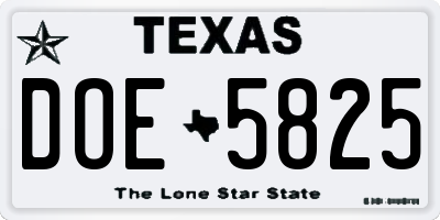 TX license plate DOE5825