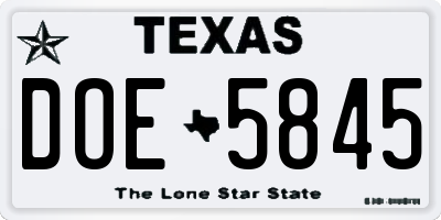 TX license plate DOE5845