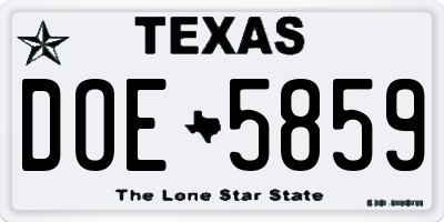 TX license plate DOE5859