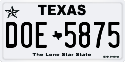 TX license plate DOE5875