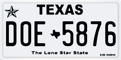 TX license plate DOE5876