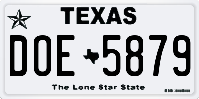 TX license plate DOE5879