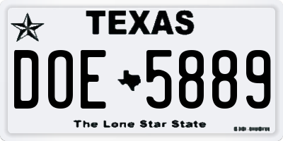 TX license plate DOE5889