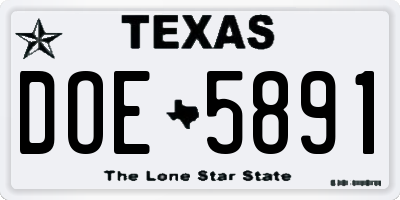 TX license plate DOE5891