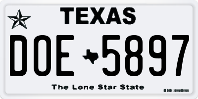 TX license plate DOE5897
