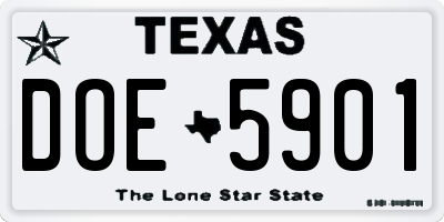 TX license plate DOE5901