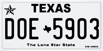 TX license plate DOE5903
