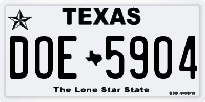 TX license plate DOE5904