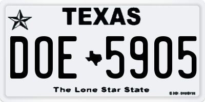 TX license plate DOE5905
