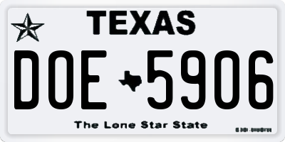 TX license plate DOE5906