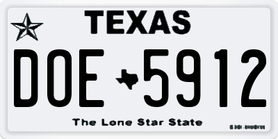 TX license plate DOE5912
