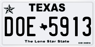 TX license plate DOE5913