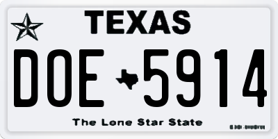 TX license plate DOE5914