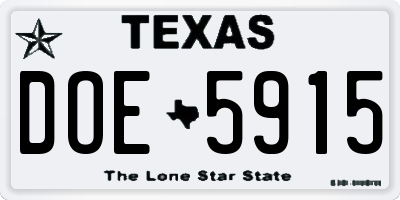 TX license plate DOE5915