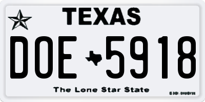 TX license plate DOE5918