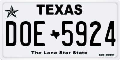 TX license plate DOE5924