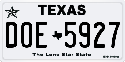 TX license plate DOE5927