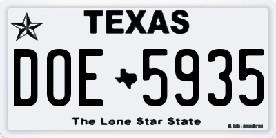TX license plate DOE5935