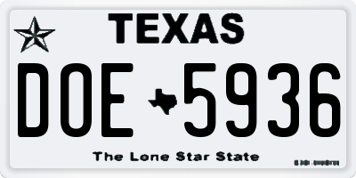 TX license plate DOE5936