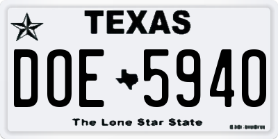 TX license plate DOE5940