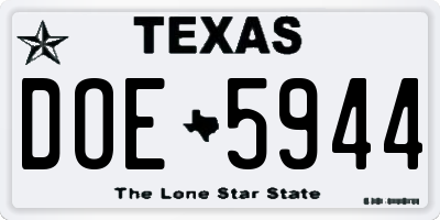 TX license plate DOE5944