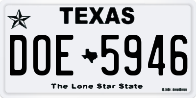 TX license plate DOE5946